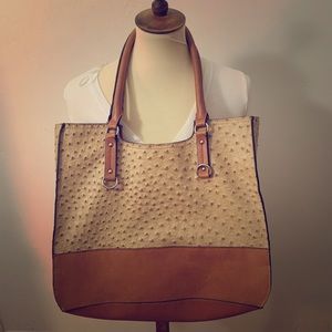 Faux Ostrich Skin Tote Bag Purse For Women Tan